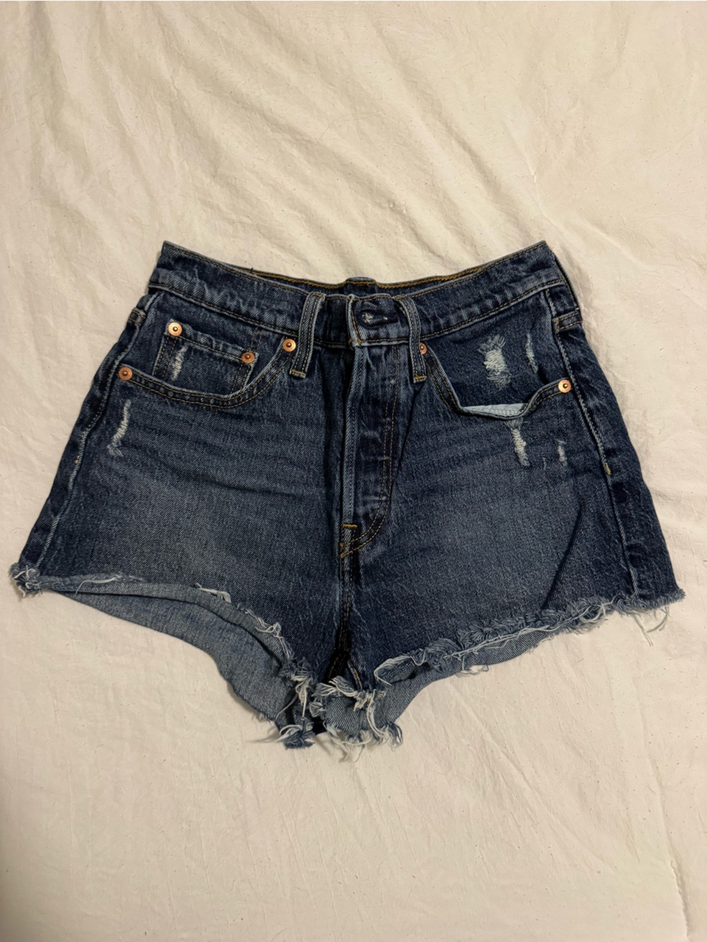 Old Navy Dark Blue Distressed Denim Jean Shorts